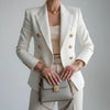 Women's Double Breasted Blazer – Long Sleeve Notch Lapel Gold Button