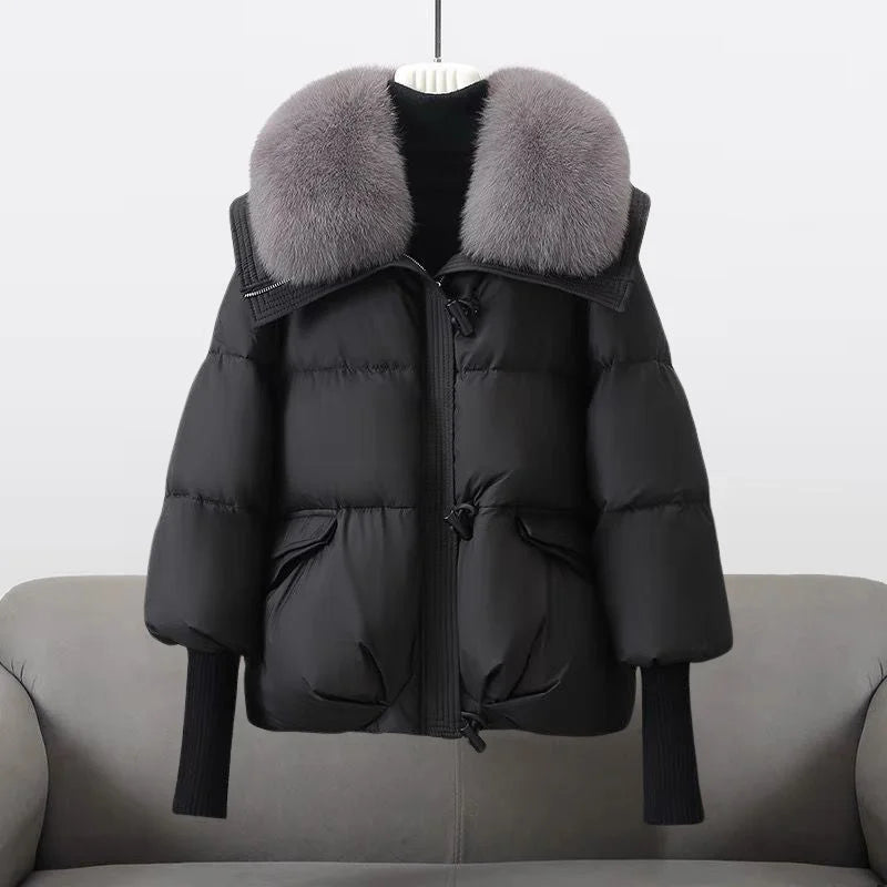 Women's Faux Fur Collar Hooded Oversized Puffer Jacket