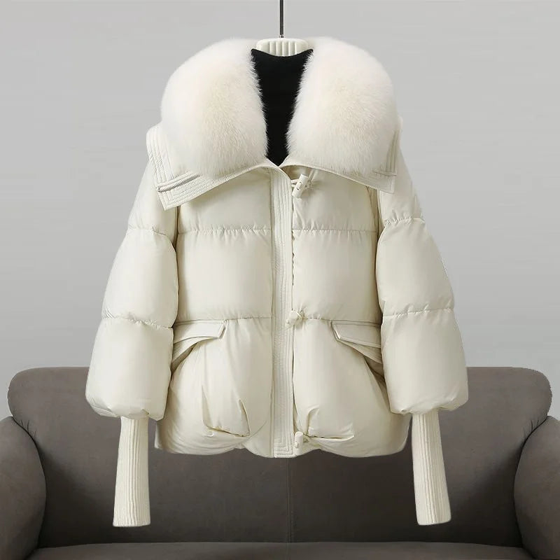 Women's Faux Fur Collar Hooded Oversized Puffer Jacket