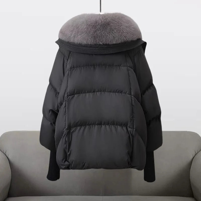 Women's Faux Fur Collar Hooded Oversized Puffer Jacket