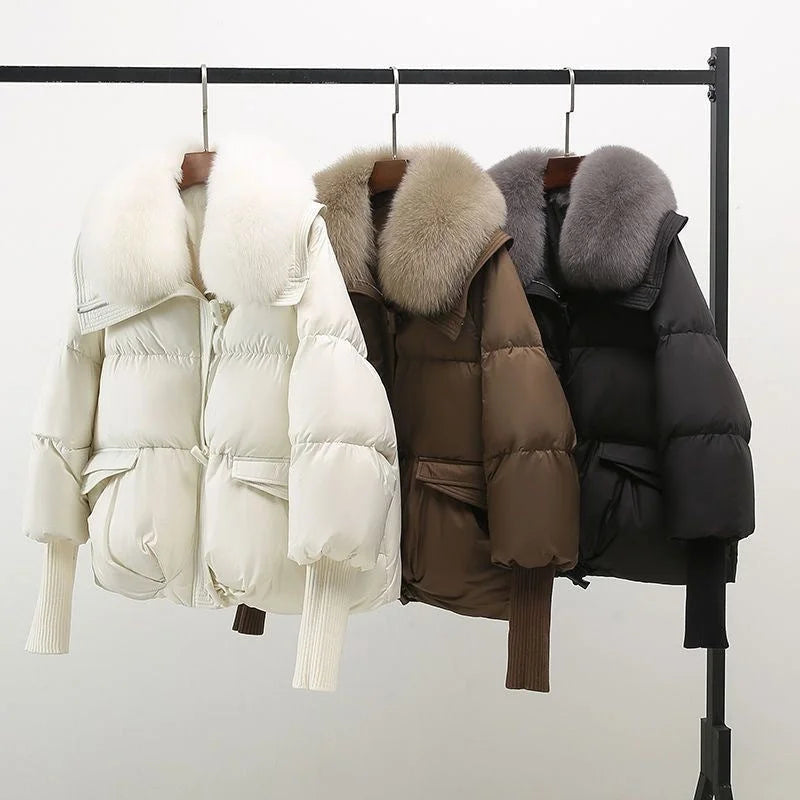 Women's Faux Fur Collar Hooded Oversized Puffer Jacket
