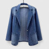 Women's Denim Button-Front Notch Lapel Blazer – Patch Pockets