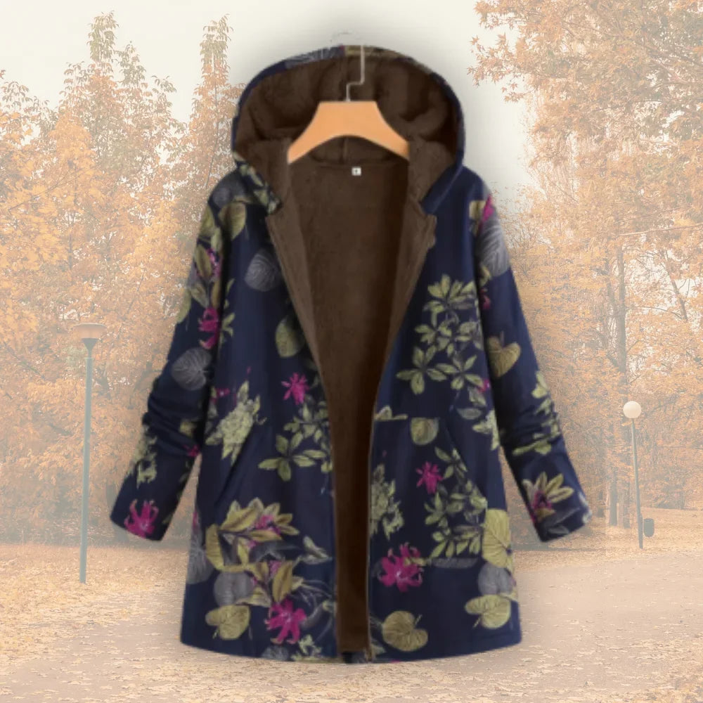 Women's Floral Zip-Up Hood Jacket – Reversible Print