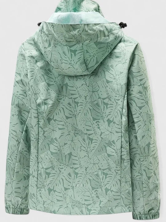 Women's Zip-Up Hood Jacket – Leaf Pattern