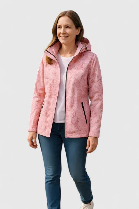 Women's Zip-Up Hood Jacket – Leaf Pattern