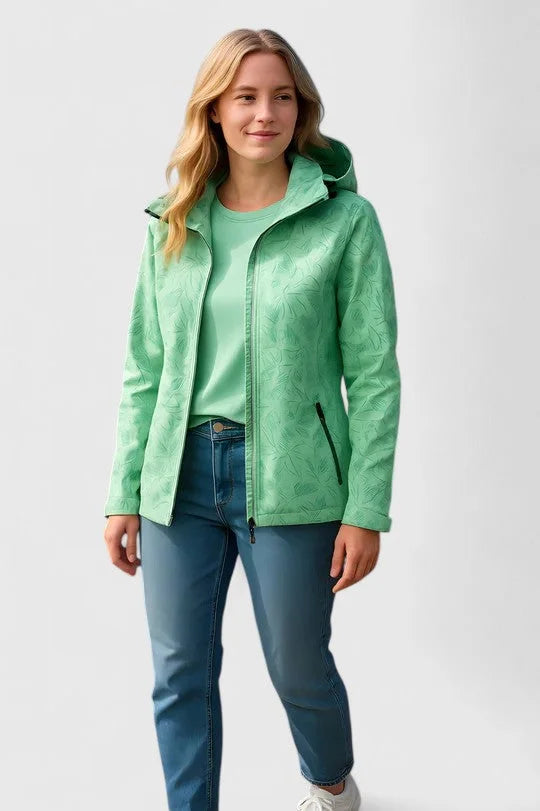 Women's Zip-Up Hood Jacket – Leaf Pattern