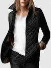 Women's Button-Front Collared Quilted Jacket – Plaid Lining