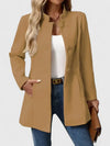 Women's Button-Front Stand Collar Wool Coat – Side Seam Pockets