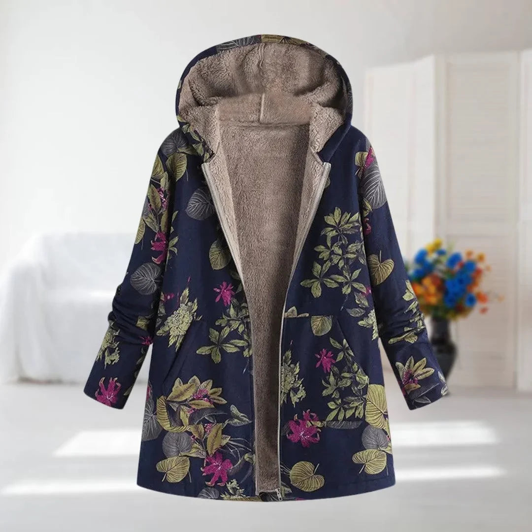 Women's Floral Zip-Up Hood Jacket – Reversible Print