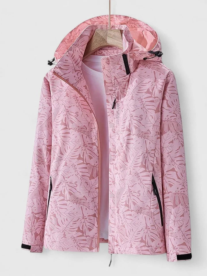 Women's Zip-Up Hood Jacket – Leaf Pattern