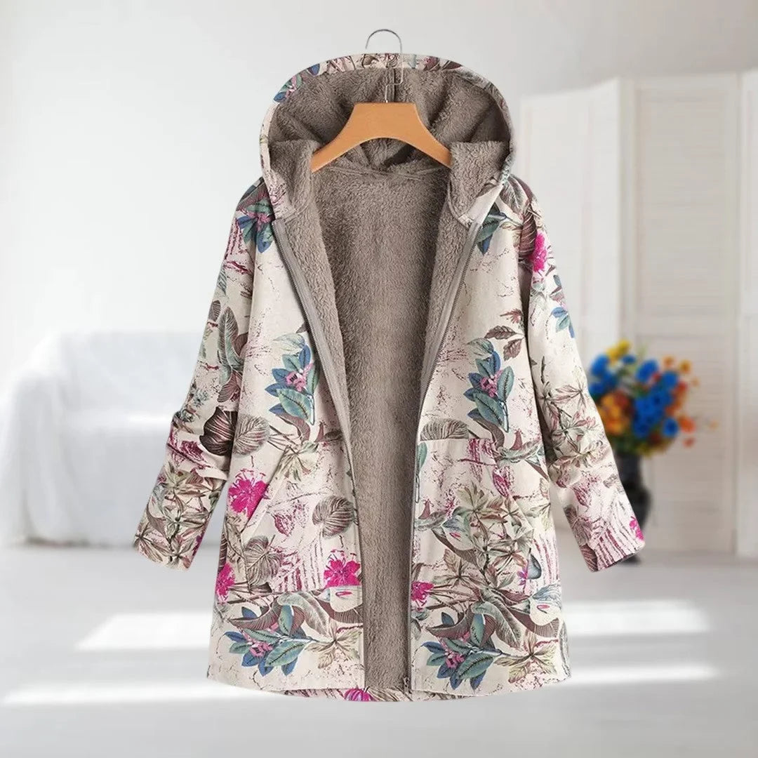 Women's Floral Zip-Up Hood Jacket – Reversible Print