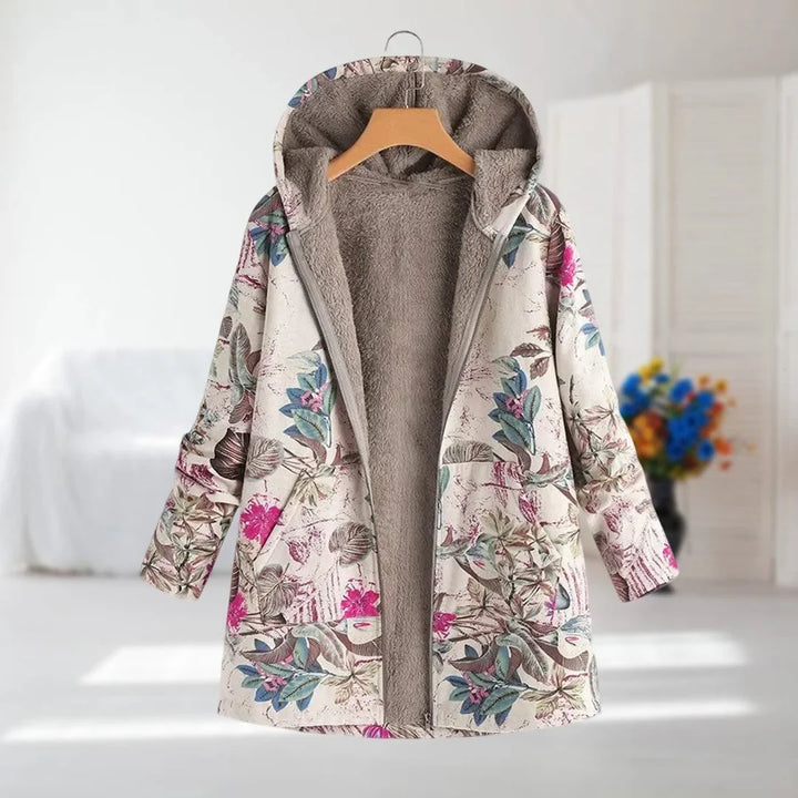 Women's Floral Zip-Up Hood Jacket – Reversible Print