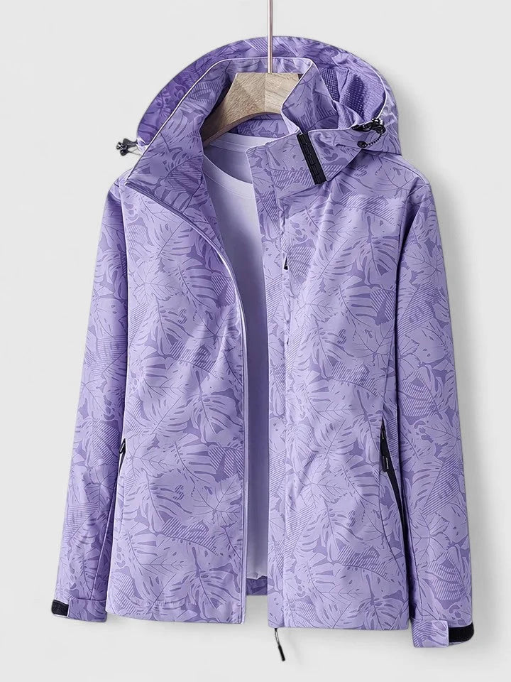 Women's Zip-Up Hood Jacket – Leaf Pattern
