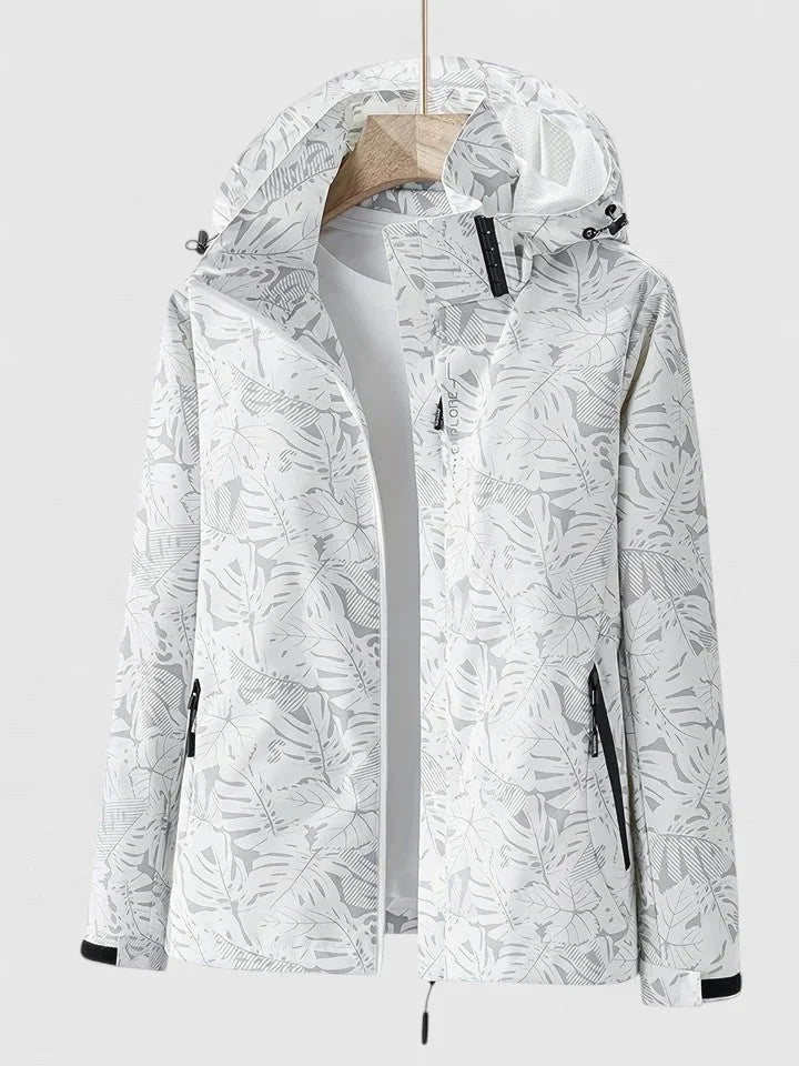 Women's Zip-Up Hood Jacket – Leaf Pattern