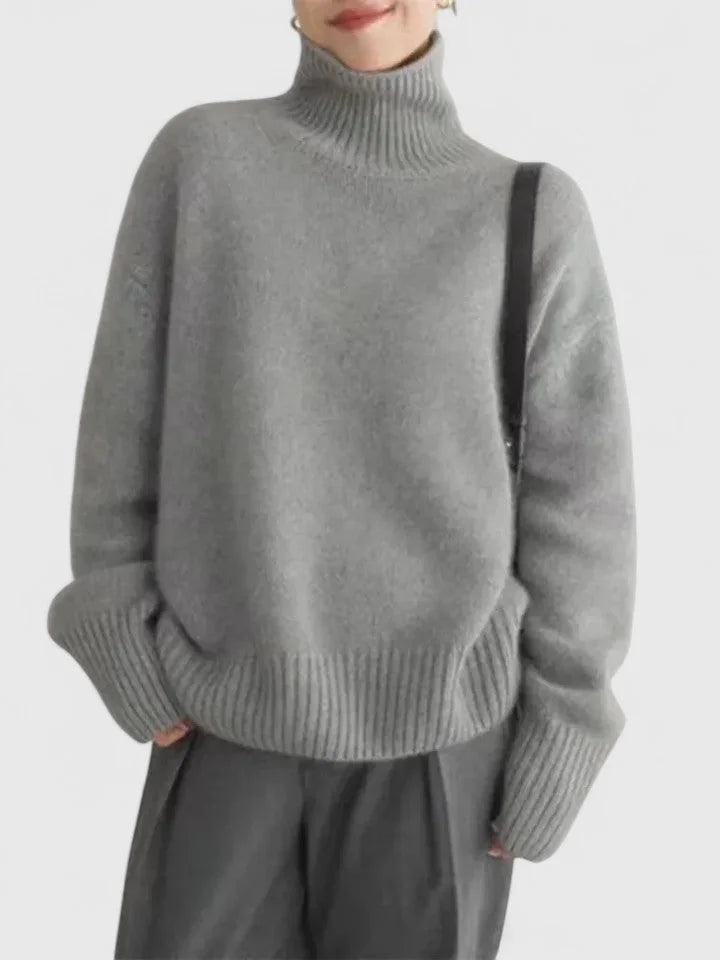 Women's Knit Roll Neck Jumper – Ribbed Cuffs And Hem