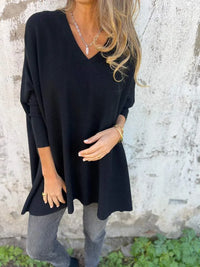 Women's Knit V-Neck Jumper – Oversized Tunic Fit
