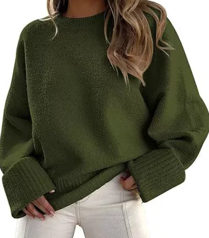 Women's Knit Crew Neck Jumper – Wide Ribbed Cuffs