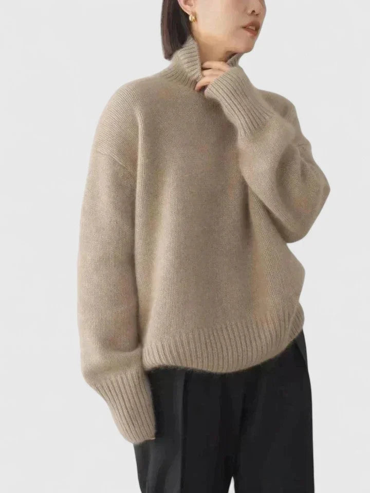 Women's Knit Roll Neck Jumper – Ribbed Cuffs And Hem