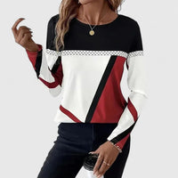 Women's Colourblock Cotton Crew Neck Sweatshirt – Geometric Design