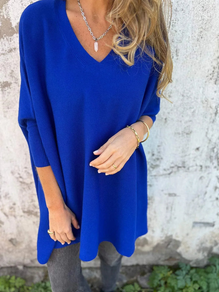 Women's Knit V-Neck Jumper – Oversized Tunic Fit