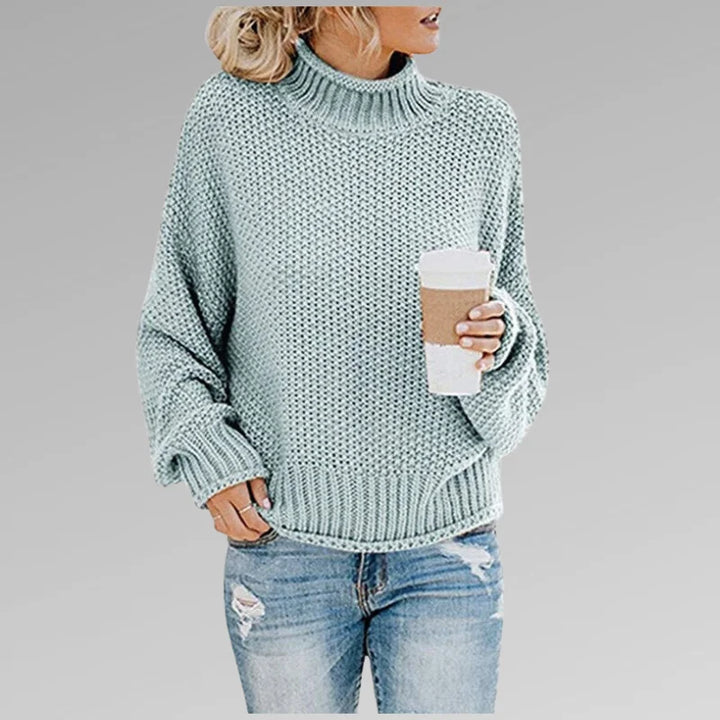 Women's Knit Roll Neck Jumper – Dropped Shoulder Sleeves