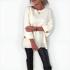 Women's Knit Crew Neck Jumper – Wide Cuffs – Button