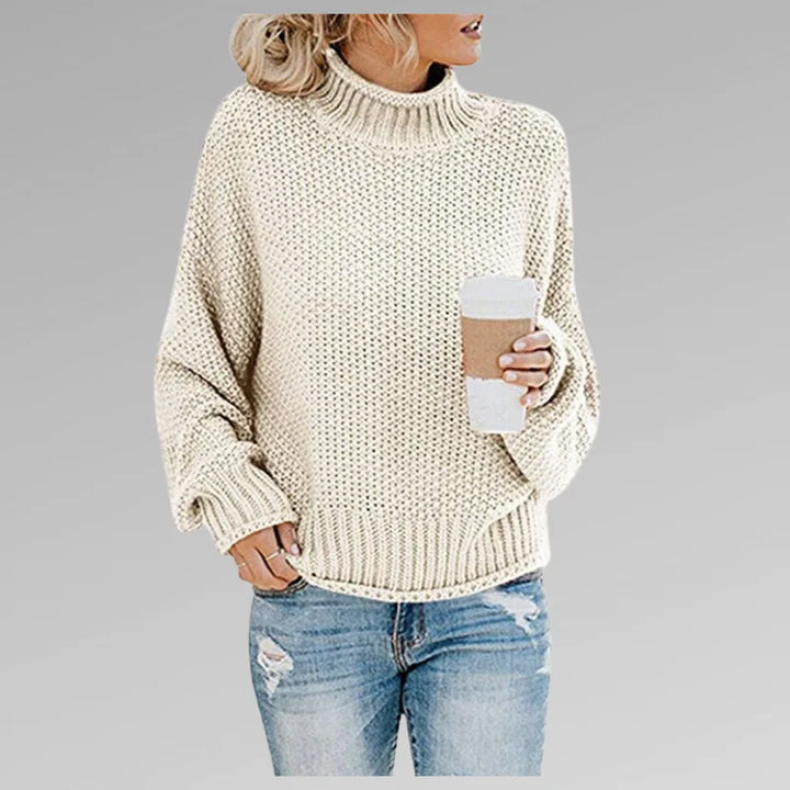 Women's Knit Roll Neck Jumper – Dropped Shoulder Sleeves