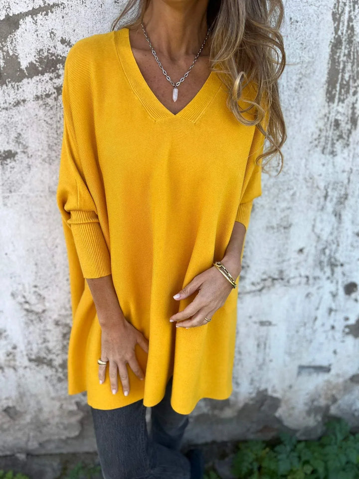 Women's Knit V-Neck Jumper – Oversized Tunic Fit