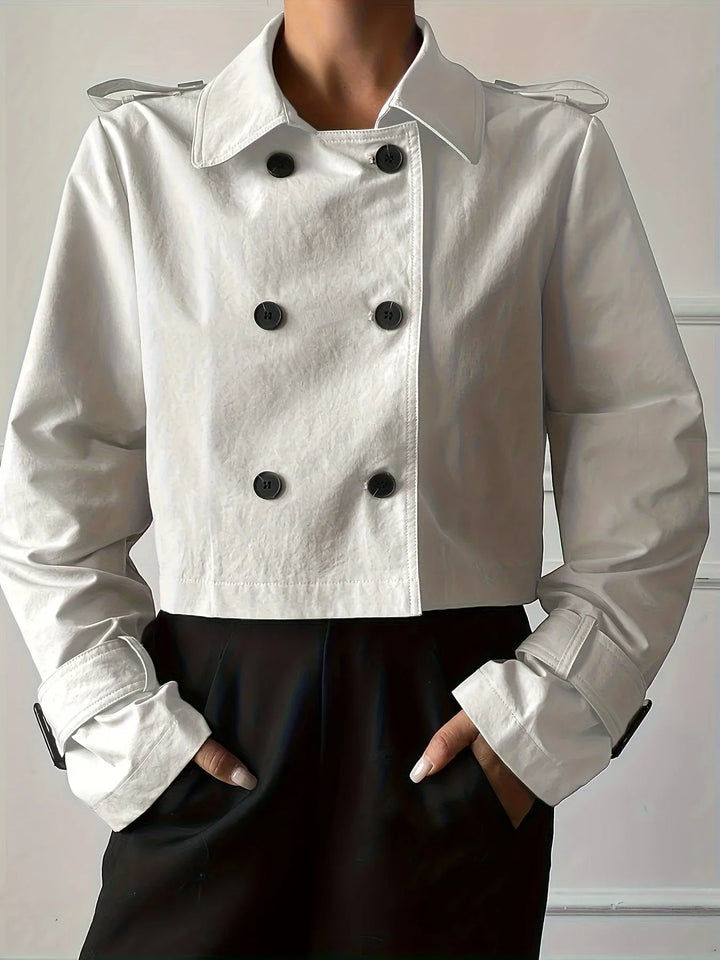 Women's Cropped Peacoat Double Breasted Cotton