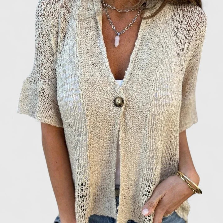 Women's Lightweight Open-Stitch Knit Shirt – Single Button