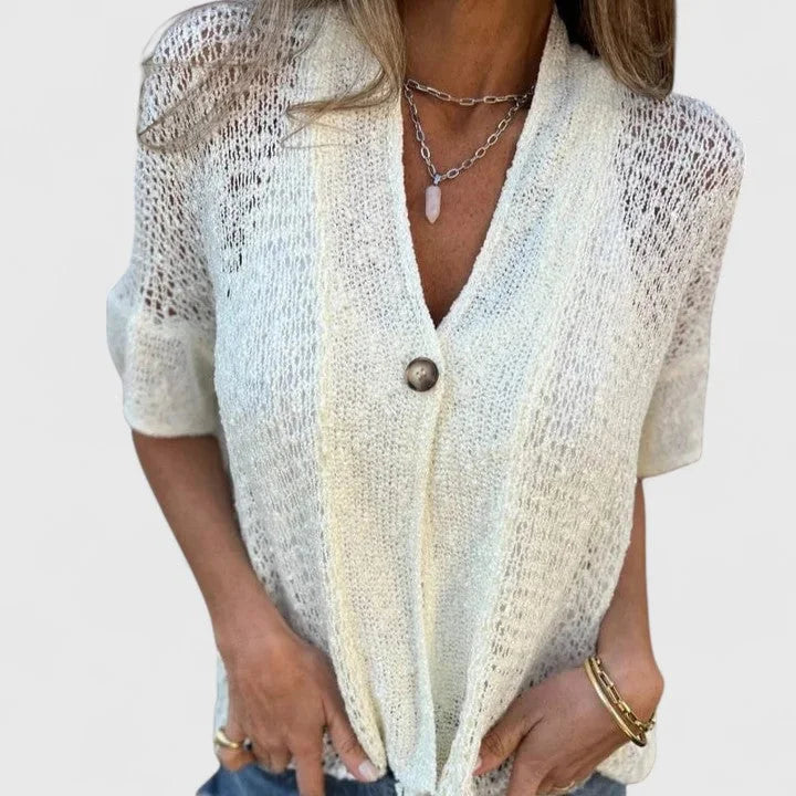 Women's Lightweight Open-Stitch Knit Shirt – Single Button