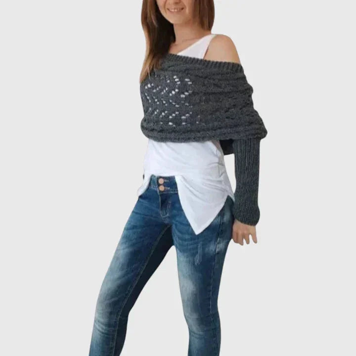 Women's Knit Jumper – Open-Weave Pattern