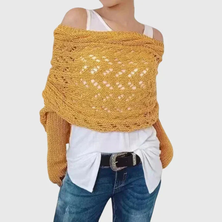 Women's Knit Jumper – Open-Weave Pattern