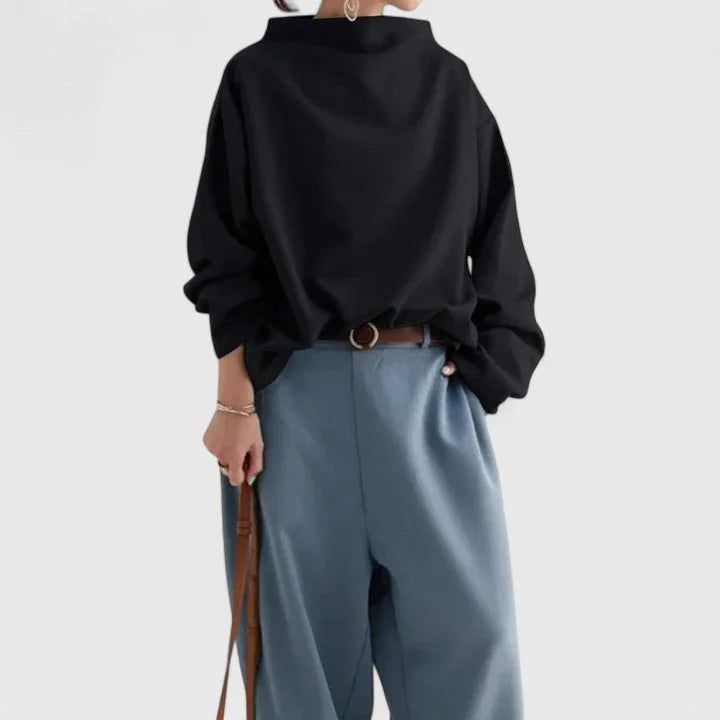 Women's Stand Collar Sweatshirt – Loose Draped