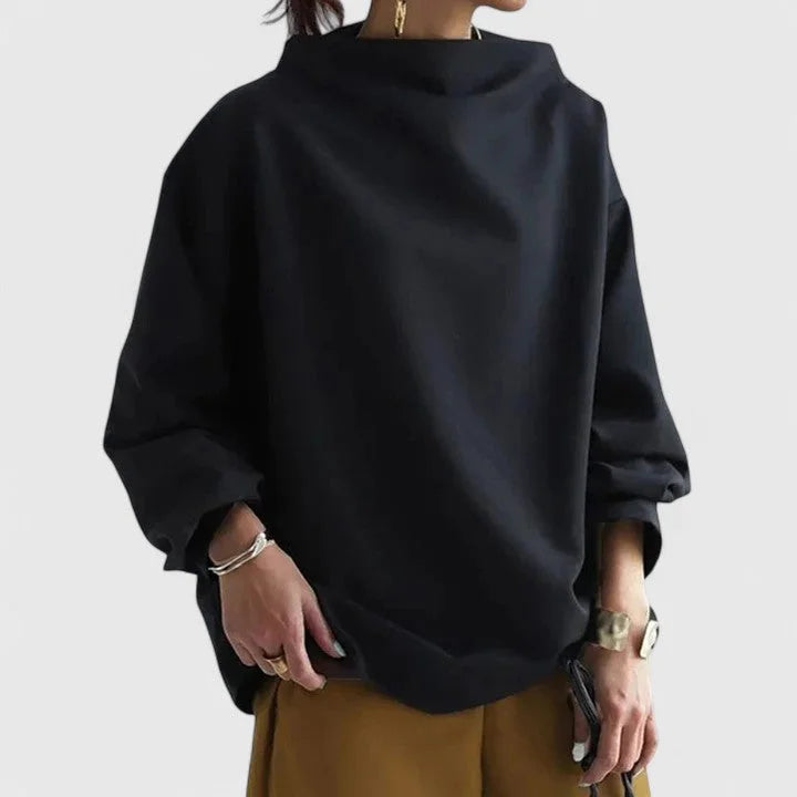 Women's Stand Collar Sweatshirt – Loose Draped
