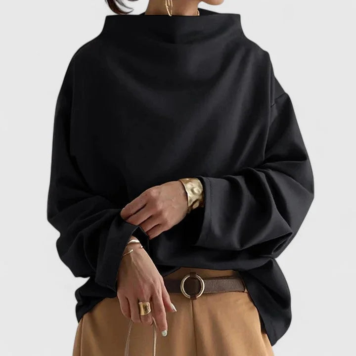 Women's Stand Collar Sweatshirt – Loose Draped