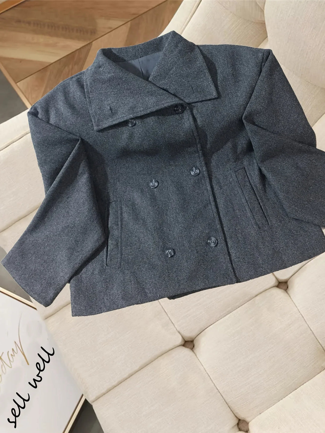Women's Cropped Wool Double Breasted Peacoat