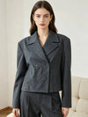 Women's Cropped Wool Double Breasted Peacoat