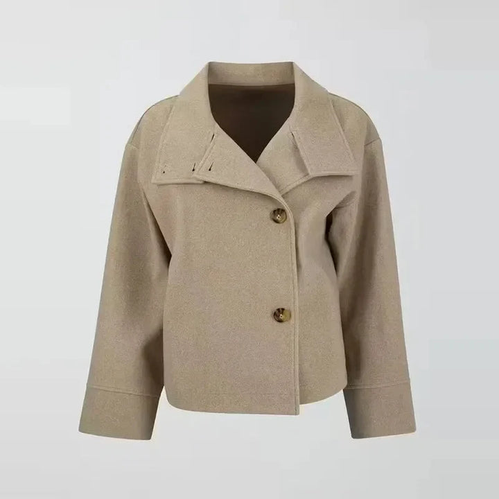 Women's Cropped Wool Blend Peacoat – Stand Collar