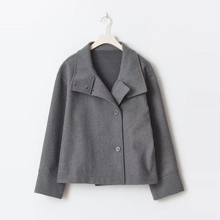 Women's Cropped Wool Blend Peacoat – Stand Collar