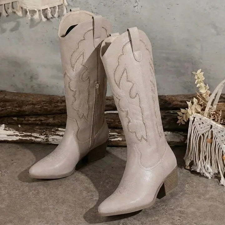 Women's Embroidered Cowgirl Block Heel Boots
