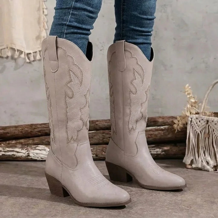 Women's Embroidered Cowgirl Block Heel Boots