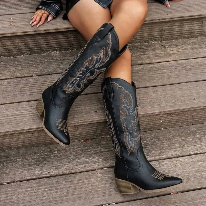 Women's Embroidered Cowgirl Block Heel Boots