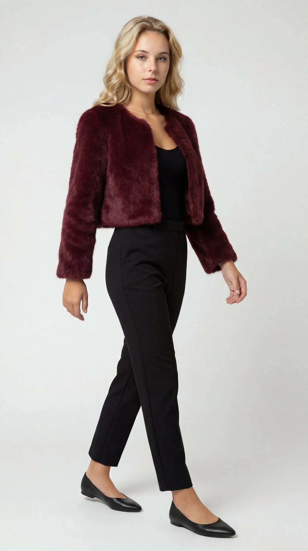 Women's Faux Fur Jacket Cropped Shrug