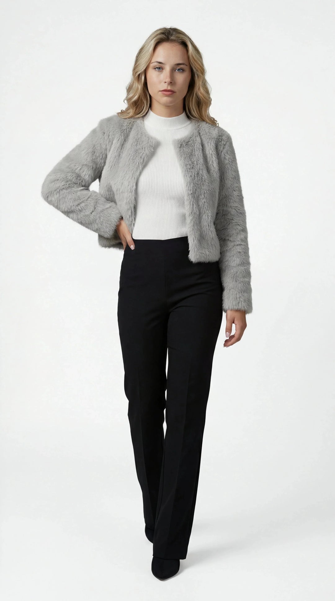 Women's Faux Fur Jacket Cropped Shrug