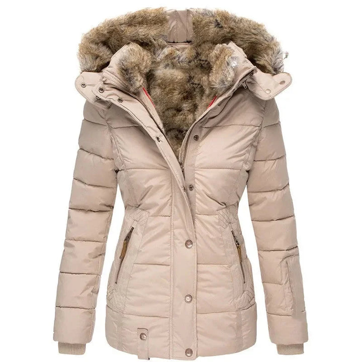 Women's Puffer Jacket, Fitted – Fur-Lined Hood