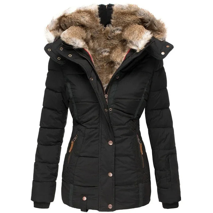 Women's Puffer Jacket, Fitted – Fur-Lined Hood