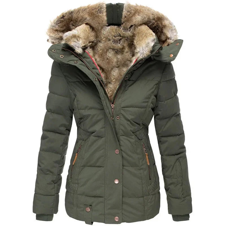 Women's Puffer Jacket, Fitted – Fur-Lined Hood