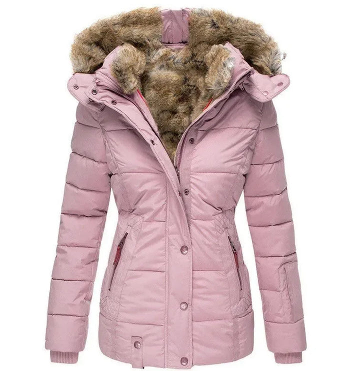 Women's Puffer Jacket, Fitted – Fur-Lined Hood