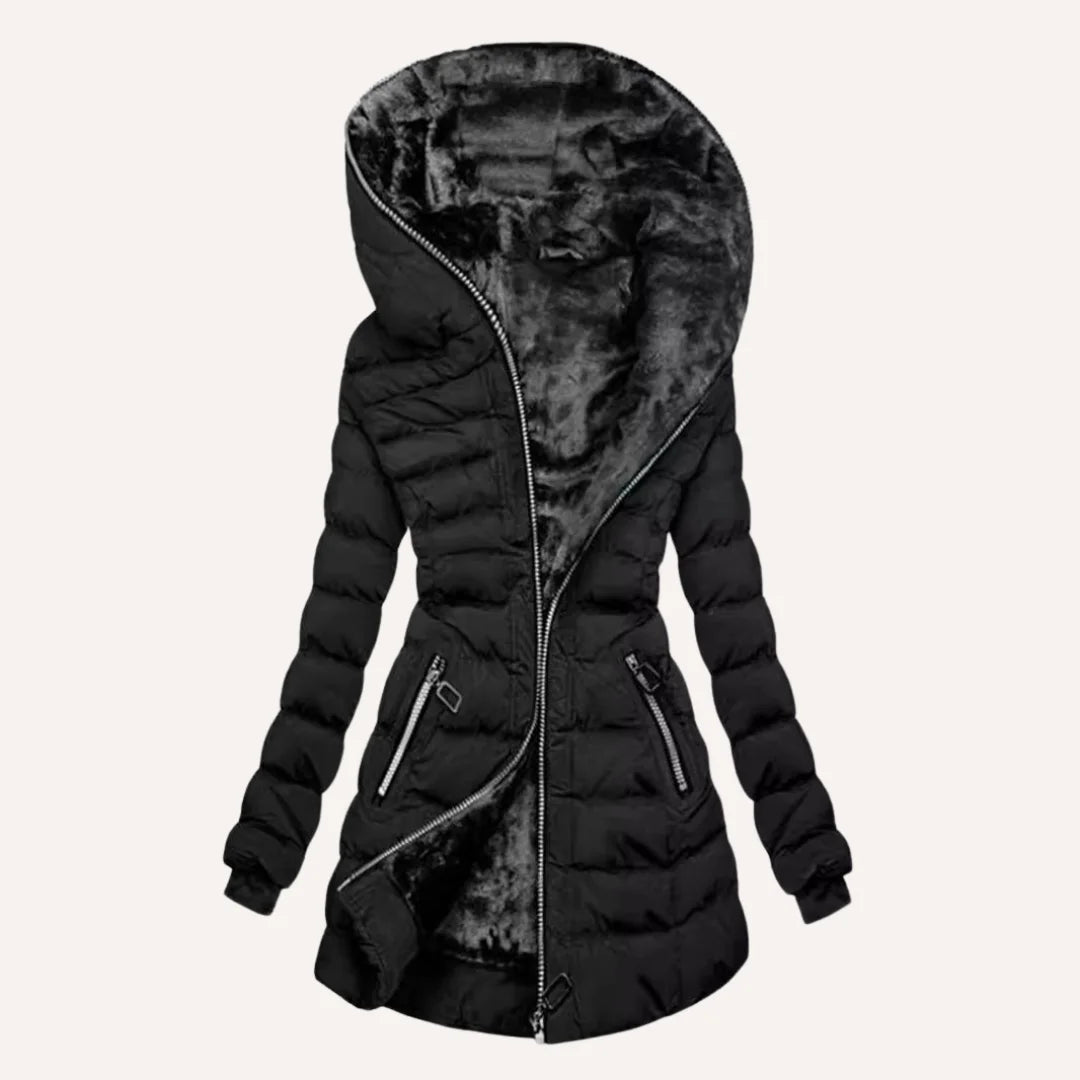 Women's Fitted Hooded Quilted Puffer Jacket – Fleece Lining